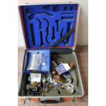 A plastic case containing a quantity of costume jewellery, compact,