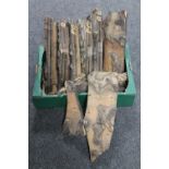 A collection of eight antique wooden printing blocks purportedly late 19th early 20th century from