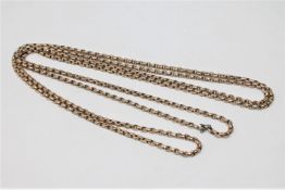 A 9ct gold long belcher link chain, approx.