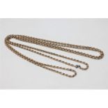 A 9ct gold long belcher link chain, approx.