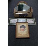 A box of oil on canvas of a clown, framed L.S.