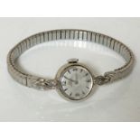 A lady's 14ct white gold Omega wristwatch on plated expanding strap CONDITION REPORT: