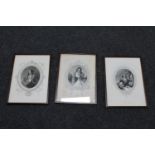Three framed Victorian engravings - portrait studies