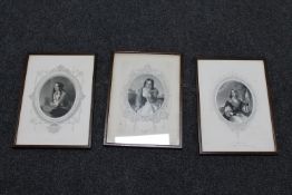 Three framed Victorian engravings - portrait studies