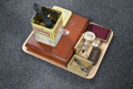 An Edwardian canteen of cutlery and a Colman's Mustard tin of cutlery,