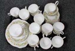 A tray of thirty-five pieces of Duchess Greensleeves tea china