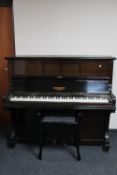 A mahogany cased straight strung piano by Cramer of London