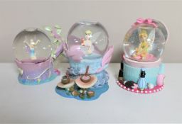 Three Disney snow globes : Tinkerbell