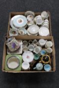 Two boxes of assorted English tea china,