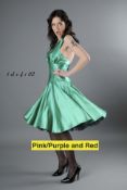 Approximately 7 satin halter neck dresses in colours pink,