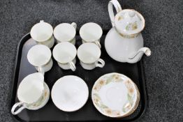 A tray of fifteen pieces of Duchess Greensleeves coffee china