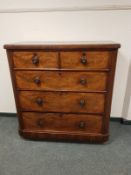 A Victorian mahogany five drawer chest,