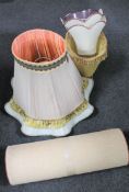 Six various lamp shades and a hall runner