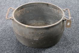 An antique cast iron Holcroft 32 pint cooking pot