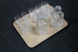 Two lead crystal whisky decanters and two sets of whisky glasses