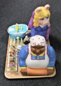 A tray of Disney Snow White and the seven dwarves toast rack, Lurpak toast rack,