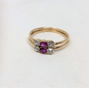 A ruby and old-cut diamond ring,