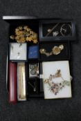 A tray of costume and fashion jewellery
