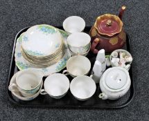 A tray of twenty-one piece tea service, collection of thimbles,