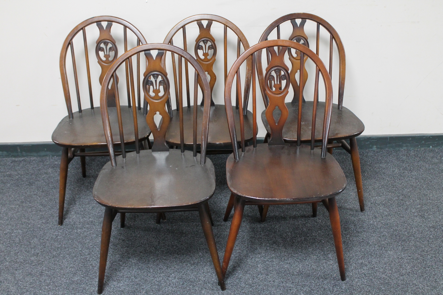 Five Ercol dining chairs