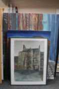 A framed Donald James White picture - View of Front Street, Scotland,