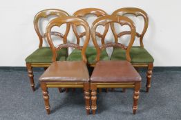 A set of five Victorian mahogany balloon back chairs