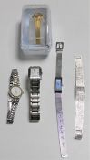 A box of five lady's wristwatches : two Rotary, an Avia,