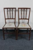 A pair of Victorian tapestry seated bedroom chairs