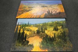 Two large wall canvases - Mediterranean rural scenes