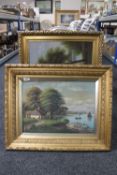 Two gilt framed continental school oils on canvas