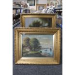 Two gilt framed continental school oils on canvas