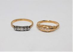 Two 18ct gold five stone diamond rings (2)