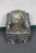 A 1930's Art Deco bedroom chair in a floral fabric