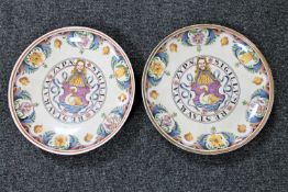 Two Delft pottery wall plates