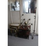 A nest of three gilt wood tables, two tier table,