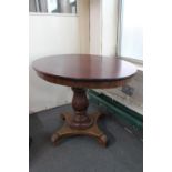 An antique oval pedestal dining table