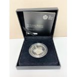 A Royal Mint 2015 £5 silver proof coin, boxed.