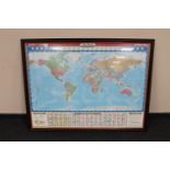 A large framed Ordnance Survey world wall map