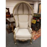 A reproduction porter's chair, with stitched fabric covering, width 80 cm.