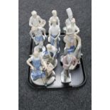 A tray of continental GDR and Grafenthal figures : footballers, cobbler,