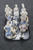 A tray of continental GDR and Grafenthal figures : footballers, cobbler,