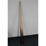 Three two-piece pool cues (3)