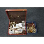 A teak canteen of Royal Siam Bronze Collection cutlery and a further box of cutlery