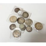 Fifteen George III and later silver coins - USA one dollar, 1903 One dollar etc.