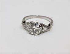 An early twentieth century platinum diamond solitaire ring,