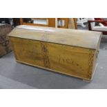 A 19th century domed topped shipping trunk (locked,