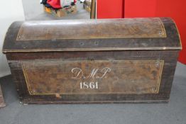 A 19th century hand painted domed topped shipping trunk CONDITION REPORT: 140cm