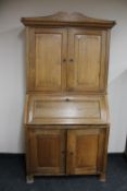 A 19th century continental oak bureau bookcase