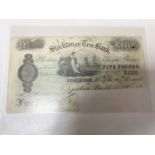 A five pound note issued by Stockton on Tees Bank, No.