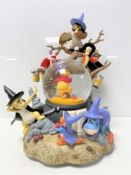 A Disney Winnie the Pooh & Friends musical light up revolving snow globe in original box